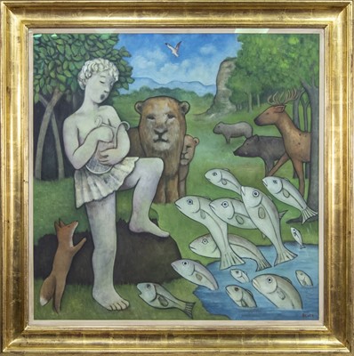 Lot 113 - THE SONG OF ORPHEUS, AN OIL BY MICHAEL SCOTT