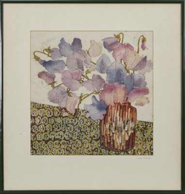 Lot 127 - VASE OF FLOWERS, A BATIK BY JANE HICKMAN