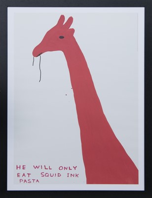 Lot 135 - HE WILL ONLY EAT SQUID INK PASTA, A LITHOGRAPH BY DAVID SHRIGLEY