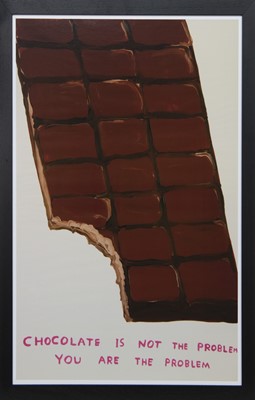 Lot 100 - CHOCOLATE IS NOT THE PROBLEM, A LITHOGRAPH BY DAVID SHRIGLEY