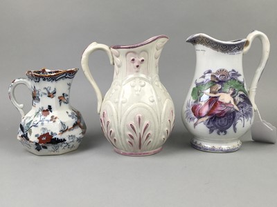 Lot 46 - A PAIR OF COPPER LUSTRE JUGS ALONG WITH OTHER JUGS