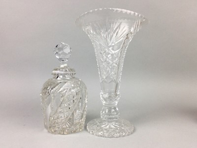 Lot 81 - A PAIR OF EARLY 20TH CENTURY CRYSTAL TRUMPET SHAPED VASES ALONG WITH OTHER CRYSTAL
