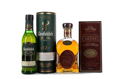 Lot 77 - CARDHU 12 YEAR OLD AND GLENFIDDICH 12 YEAR OLD 35CL