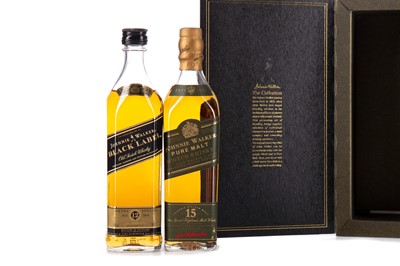 Lot 91 - JOHNNIE WALKER THE COLLECTION - 12 YEAR OLD BLACK LABEL 20CL AND 15 YEAR OLD GREEN LABEL 20CL