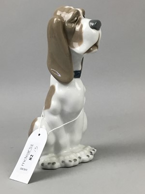 Lot 82 - A NAO FIGURE OF A BLOODHOUND ALONG WITH OTHER DECORATIVE CERAMICS