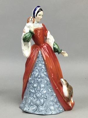 Lot 124 - A ROYAL DOULTON FIGURE OF ANNE BOLEYN ALONG WITH OTHER DECORATIVE CERAMICS