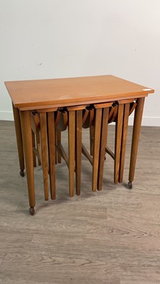 Lot 204 - A RETRO NEST OF TABLES AND A MAHOGANY NEST OF TABLES