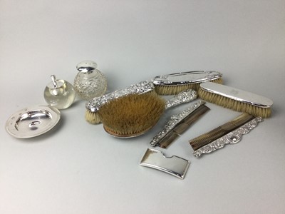 Lot 75 - A FOUR PIECE SILVER MOUNTED DRESSING TABLE SET