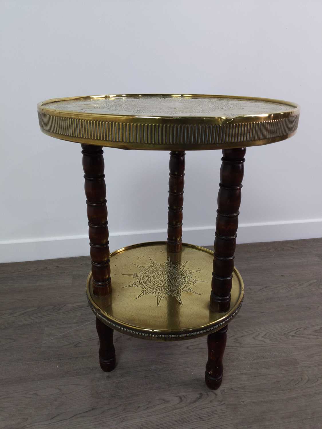 Lot 73 - A BRASS TWO TIER OCCASIONAL TABLE