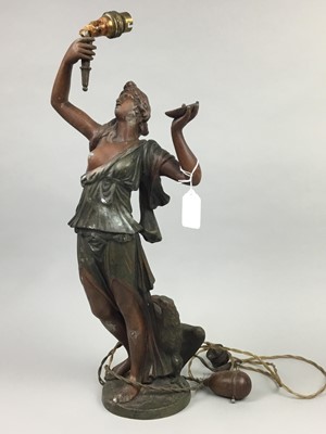 Lot 78 - A VICTORIAN BRONZE SPELTER FIGURAL TABLE LAMP