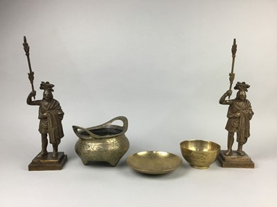 Lot 80 - A BRASS ALMS DISH AND OTHER BRASS WARE