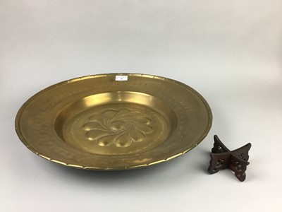 Lot 80 - A BRASS ALMS DISH AND OTHER BRASS WARE
