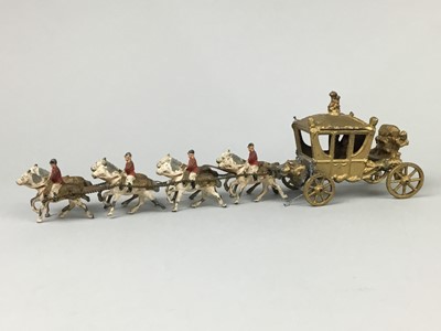 Lot 85 - A BRITAIN'S MODEL OF THE CORONATION CHAIR ALONG WITH OTHER ITEMS