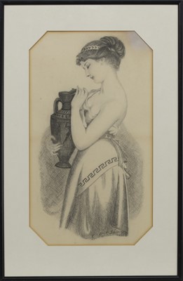 Lot 439 - WOMAN WITH AMPHORA, A PENCIL ON PAPER