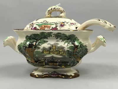Lot 151 - A MASON'S TUREEN WITH COVER ALONG WITH OTHER CERAMICS AND A CLOCK