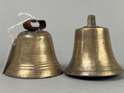 Lot 274 - A LOT OF TWO BRASS BELLS, DISHES AND ANIMAL FIGURES