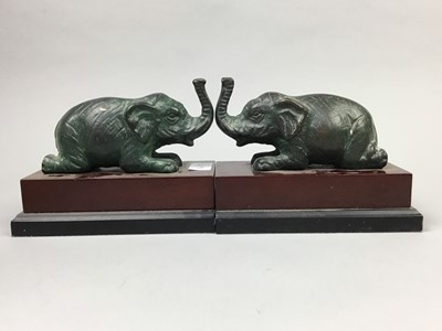 Lot 246 - A PAIR OF COMPOSITION ELEPHANT FIGURES AND OTHER ITEMS