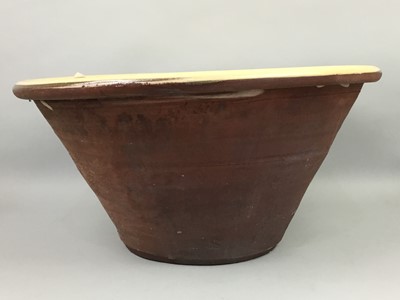 Lot 300 - AN EARLY WHITE ENAMEL BREAD BIN AND A MIXING BOWL