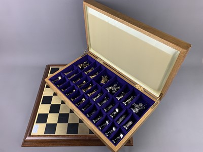 Lot 307 - A FRANKLIN MINT 'CAMELOT' POLISHED PEWTER CHESS SET