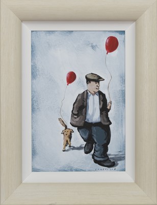 Lot 243 - RED BALLOONS, AN OIL BY GEORGE SOMERVILLE