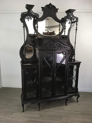 Lot 215 - A VICTORIAN TRIPLE DISPLAY CABINET