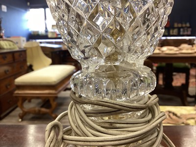 Lot 729 - A PAIR OF LEAD CRYSTAL TABLE LAMPS