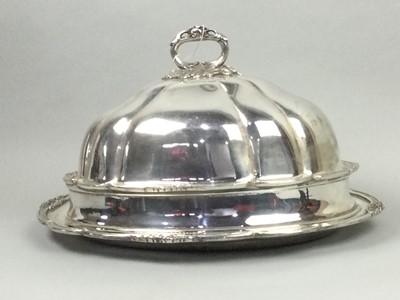 Lot 125A - A LATE 19TH/EARLY 20TH CENTURY SILVER PLATED MEAT DISH AND COVER