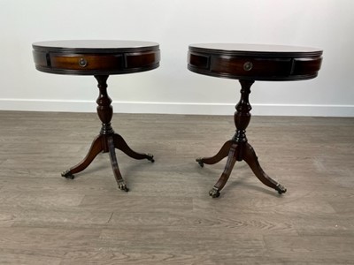 Lot 406 - A PAIR OF REPRODUCTION DRUM TABLES