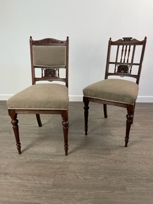 Lot 422 - A PAIR OF LATE VICTORIAN BEDROOM CHAIRS AND ANOTHER CHAIR