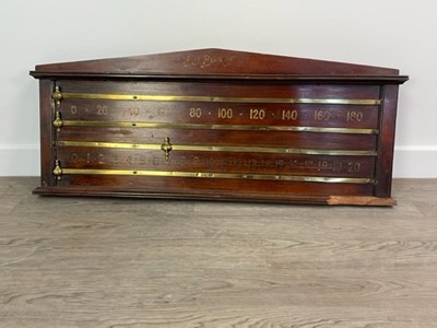 Lot 311A - A VINTAGE MAHOGANY BILLIARDS SCORE BOARD BY E. J. RILEY