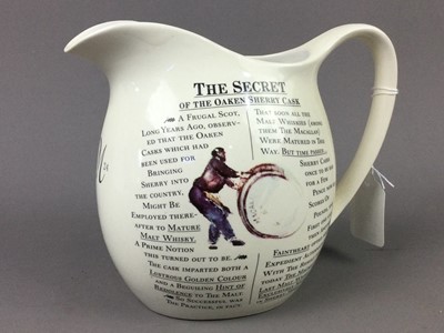 Lot 430 - A MACALLANS WHISKY ADVERTISING JUG AND BAR TRAY