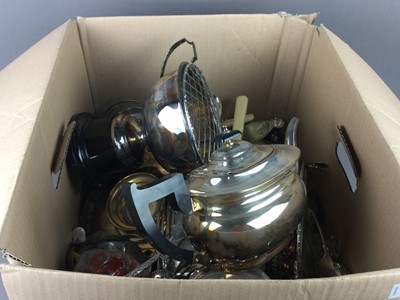 Lot 55 - A COLLECTION OF SILVER PLATE INCLUDING COFFEE POT, PEDESTAL ROSE BOWL AND FLATWARE