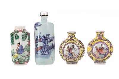 Lot 1166 - A GROUP OF FOUR CHINESE CERAMIC SNUFF BOTTLES
