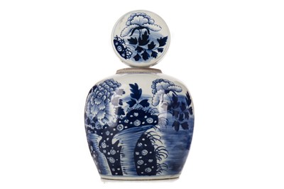 Lot 1126 - CHINESE BLUE AND WHITE GINGER JAR WITH COVER