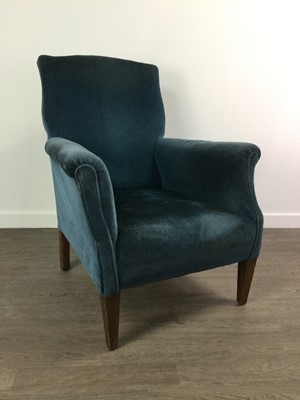 Lot 205 - A PAIR OF UPHOLSTERED ARMCHAIRS