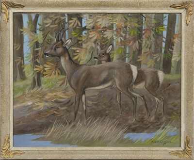 Lot 306 - DEER, A WATERCOLOUR BY RALSTON GUDGEON