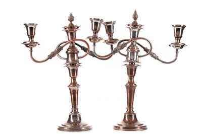 Lot 745 - A PAIR OF 19TH CENTURY OLD SHEFFIELD PLATE CANDLESTICKS