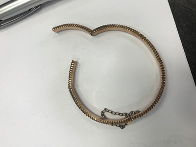 Lot 676 - AN ETRUSCAN REVIVAL DIAMOND BANGLE AND ONE OTHER