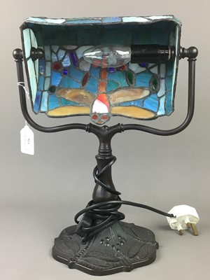 Lot 126 - A TIFFANY STLYE LIBRARY LAMP