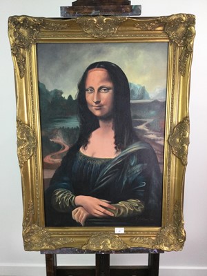 Lot 187 - AN OIL PAINTED COPY OF THE MONA LISA