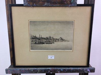 Lot 181 - AN ETCHING BY TOM MAXWELL AND OTHER PICTURES AND PRINTS