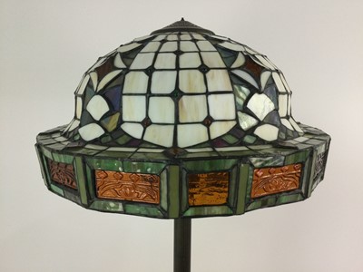 Lot 5 - A STANDARD LAMP WITH TIFFANY STYLE SHADE