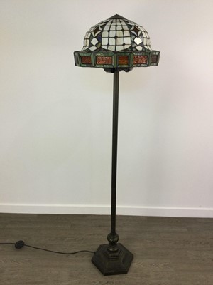 Lot 5 - A STANDARD LAMP WITH TIFFANY STYLE SHADE