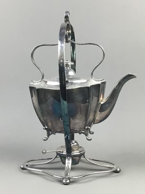 Lot 111 - A COLLECTION OF SILVER PLATE INCLUDING A TEA POT WARMER AND PHOTOGRAPH FRAME