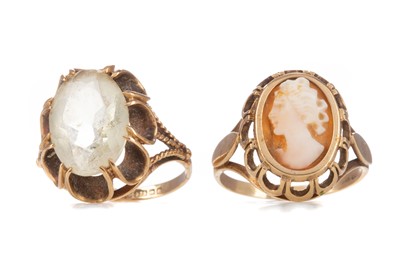 Lot 708 - A GEM SET RING AND A CAMEO RING