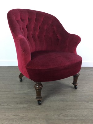 Lot 254 - A VICTORIAN UPHOLSTERED ARMCHAIR AND TWO OTHER CHAIRS