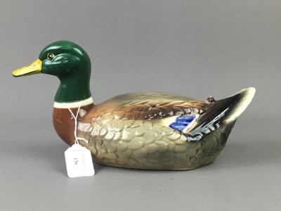 Lot 136 - A BALLANTINES WHISKY BOTTLE MODELLED AS A DUCK
