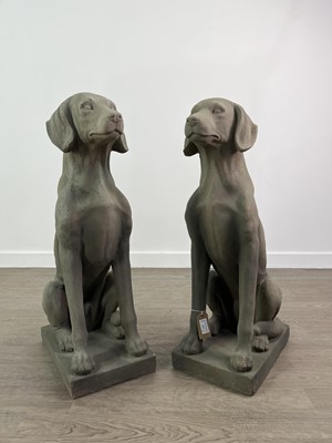 Lot 151 - A PAIR OF CONTEMPORARY COMPOSITION FIGURES OF SEATED DOGS