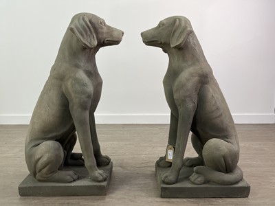 Lot 151 - A PAIR OF CONTEMPORARY COMPOSITION FIGURES OF SEATED DOGS