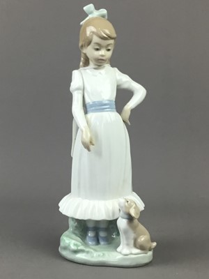 Lot 177 - A NAO FIGURE GROUP OF A GIRL AND DOG ALONG WITH OTHER CERAMICS